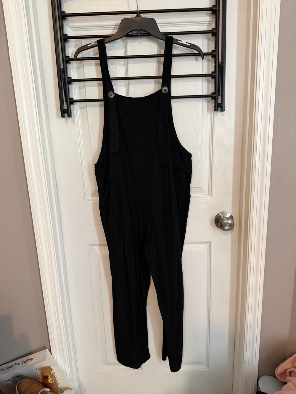 Amazon Black Knit Overall Jumpsuit with Adjustable Straps
